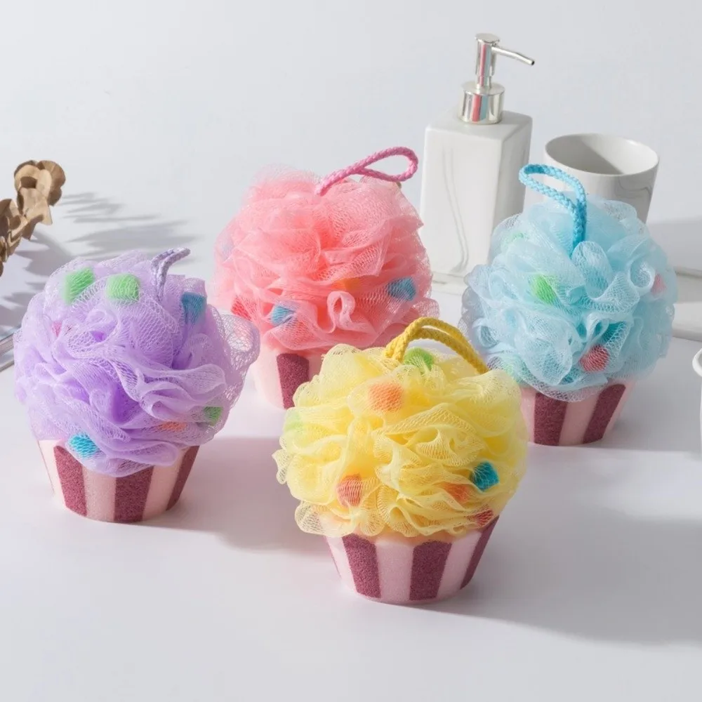 Soft Cartoon Shape Bath Bubble Ball Ice Cream Design Hanging Loop Foaming Sponge Simulation Cake Body Skin Cleaner Body Cleaning