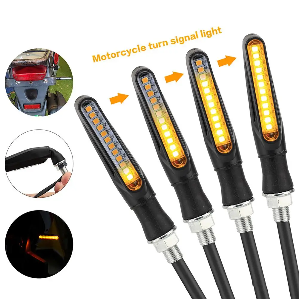 Motorcycle Led Turn Signals Directional Indicators Amber Flashing Blinker Rear Tail Brake Signal Light Motorcycle DRL Lamp 12V