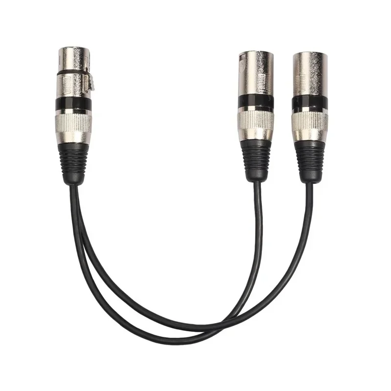 Conector hembra XLR de 3 pines a doble enchufe macho Y divisor, 30cm para Cable adaptador de amplificador, altavoz, mezclador de auriculares