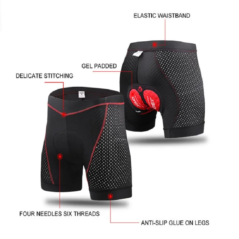 X-TIGER Cycling Underwear 5D Breathable Padded Gel Bike Shorts Men MTB Anti Slip Leg Grips Riding Cycling Equip Cycling Under