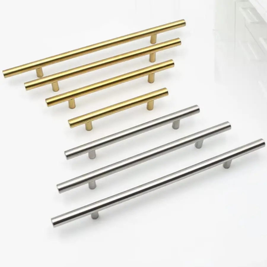 Modern Gold Brushed Straight Cupboard Handles Knobs Stainless Steel Brushed Black Gold Kitchen Door Handles Cabinet Pull 2-20PCS