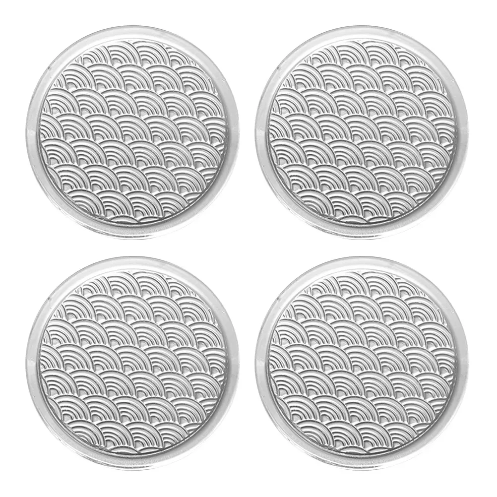 

4Pcs Glass Coasters Premium Round Cup Mats Heat Insulation Non-Skid Table Decor for Home Bar Restaurant Use Teacup Coaster