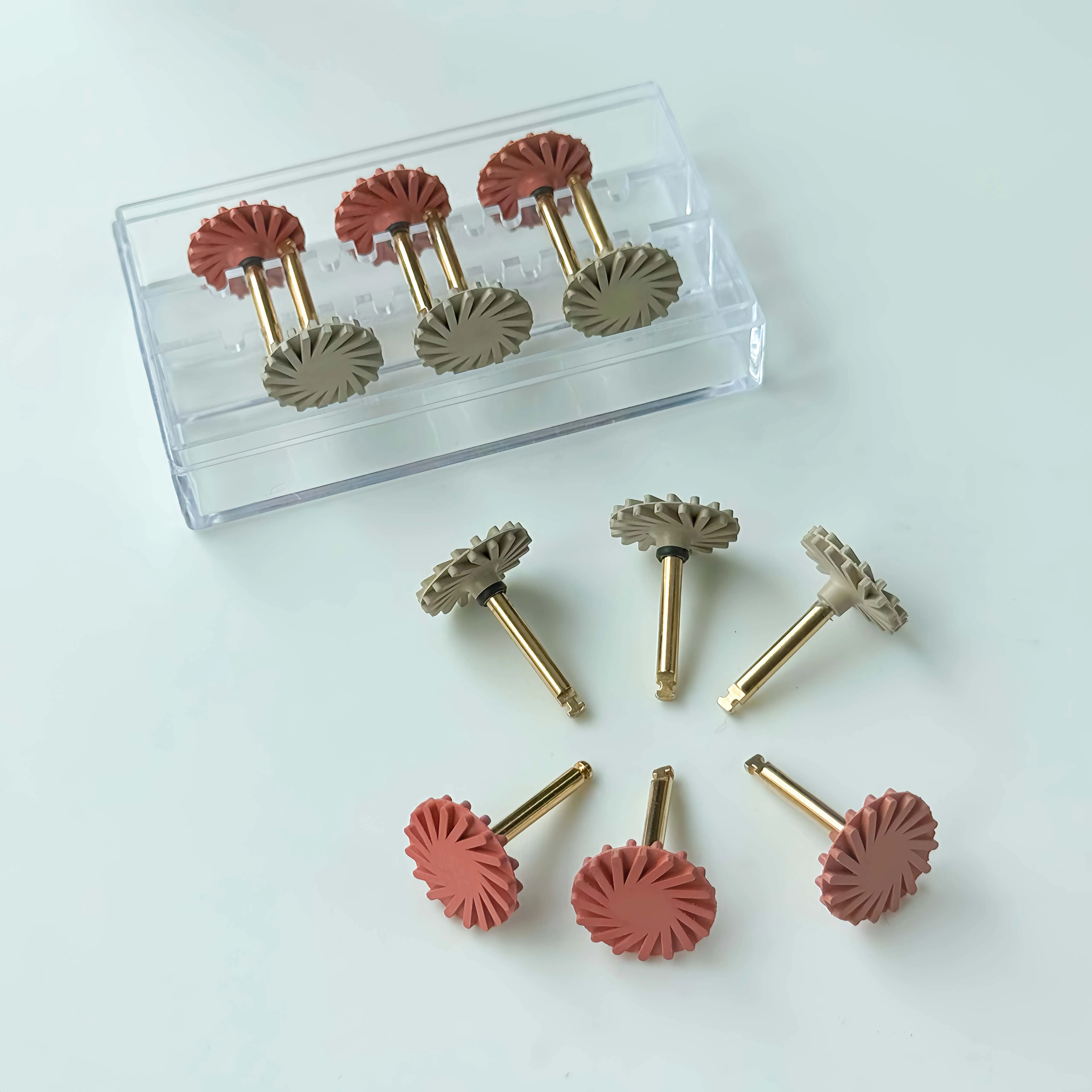 ชุดขัดล้อไซโคลนยาง 6 ชิ้น/กล่อง ขนาด 14 มม. ก้านขนาด 2.35 มม. สำหรับขัดวัสดุผสมความเร็วต่ำให้ความเงางามสูง