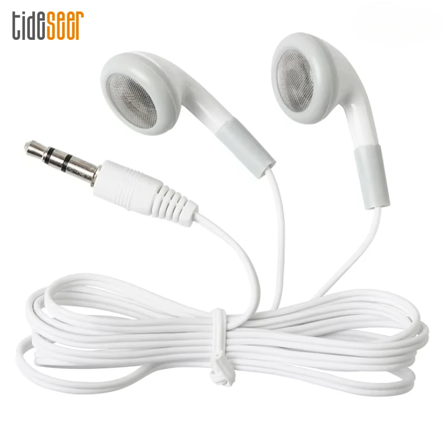 100pcs Disposable In-ear Earphones 3.5mm Wired Stereo Earbuds Sports Headset for Mobile Phone MP3 Player School Company Gift