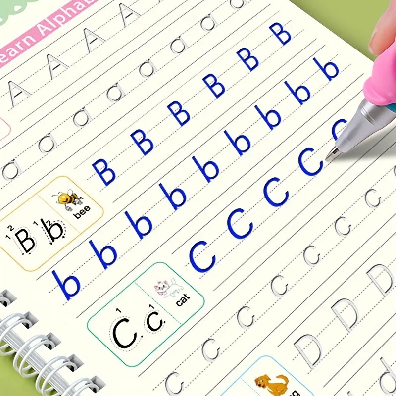 4pcs/set Reusable Children 3D Copybook for Calligraphy Numbers Handwriting Learning Math Book Writing for Kids Toys