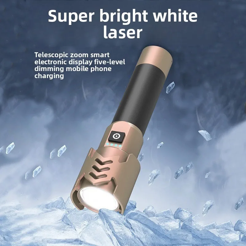 

High-Power Tactical Flashlight: Aluminum Alloy, Retractable Zoom, Super Bright, Rechargeable, Long Runtime for Camping