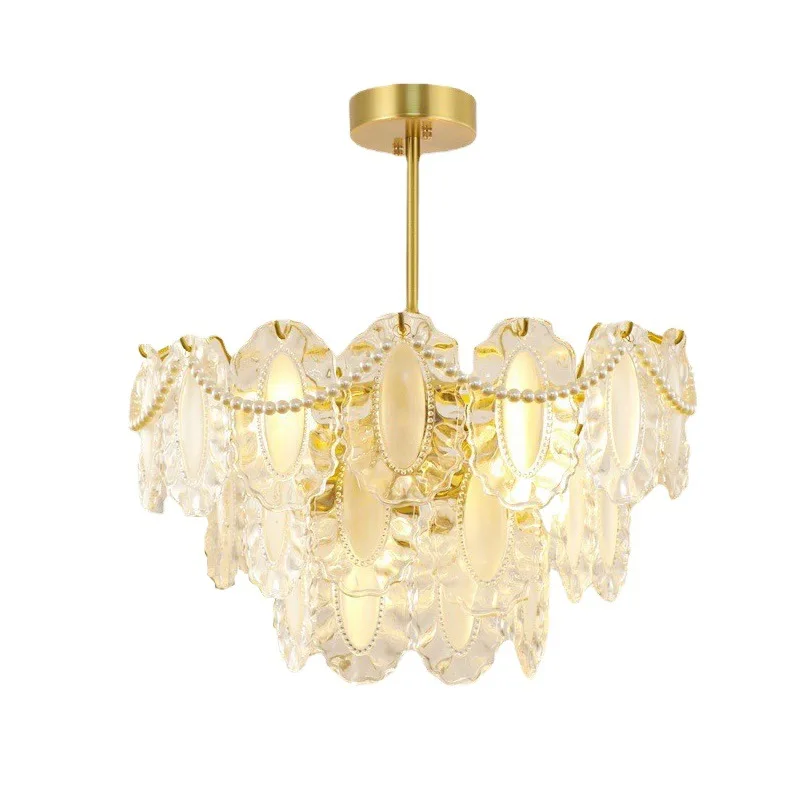 

French, vintage, pearl, glass, master bedroom, chandelier, American