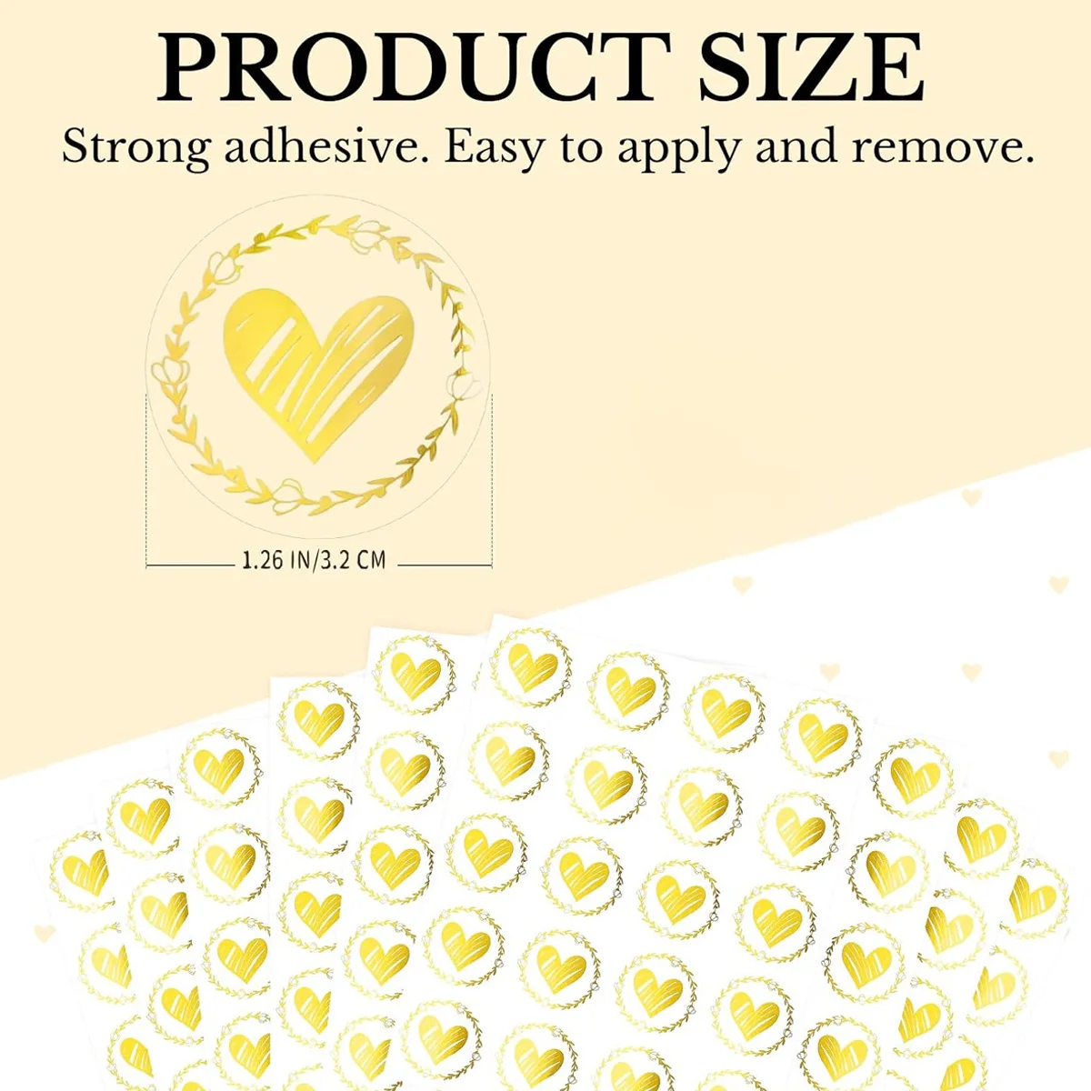 200 Pcs Round Transparent Gold Heart Adhesive Sticker Cute Sealing Label Sticker for Envelope Gift Decor Stationery Sticker