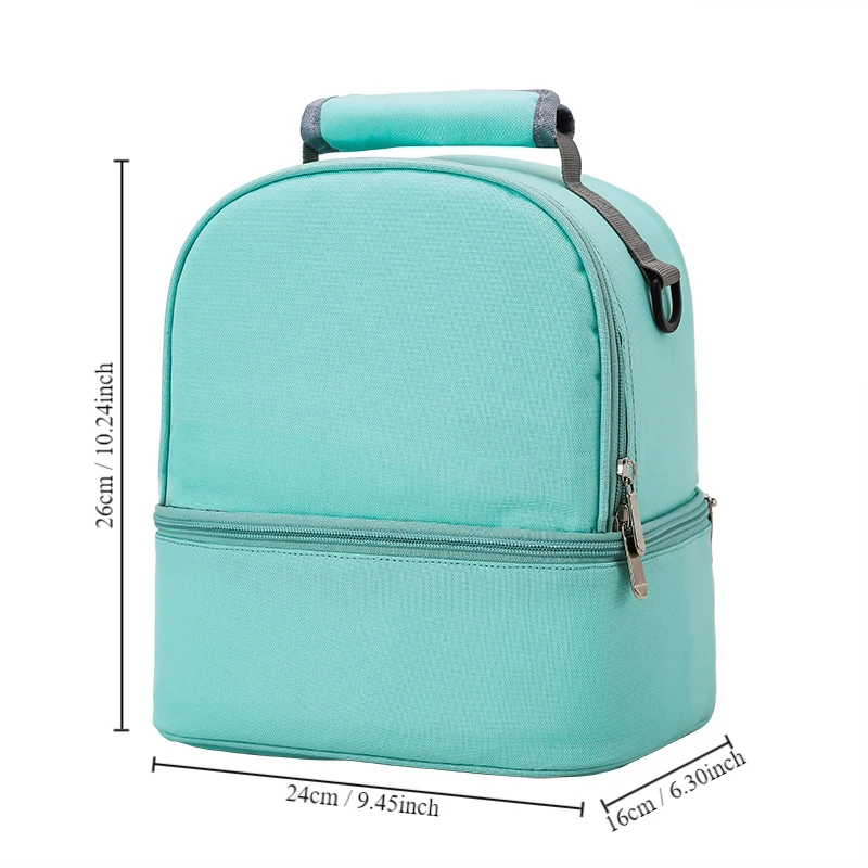 Tragbare Doppel Schicht Kühler Mittagessen Tasche Oxford Tuch Thermische Isoliert Picknick Lebensmittel Bento Tote Container Mama Taschen für Frauen