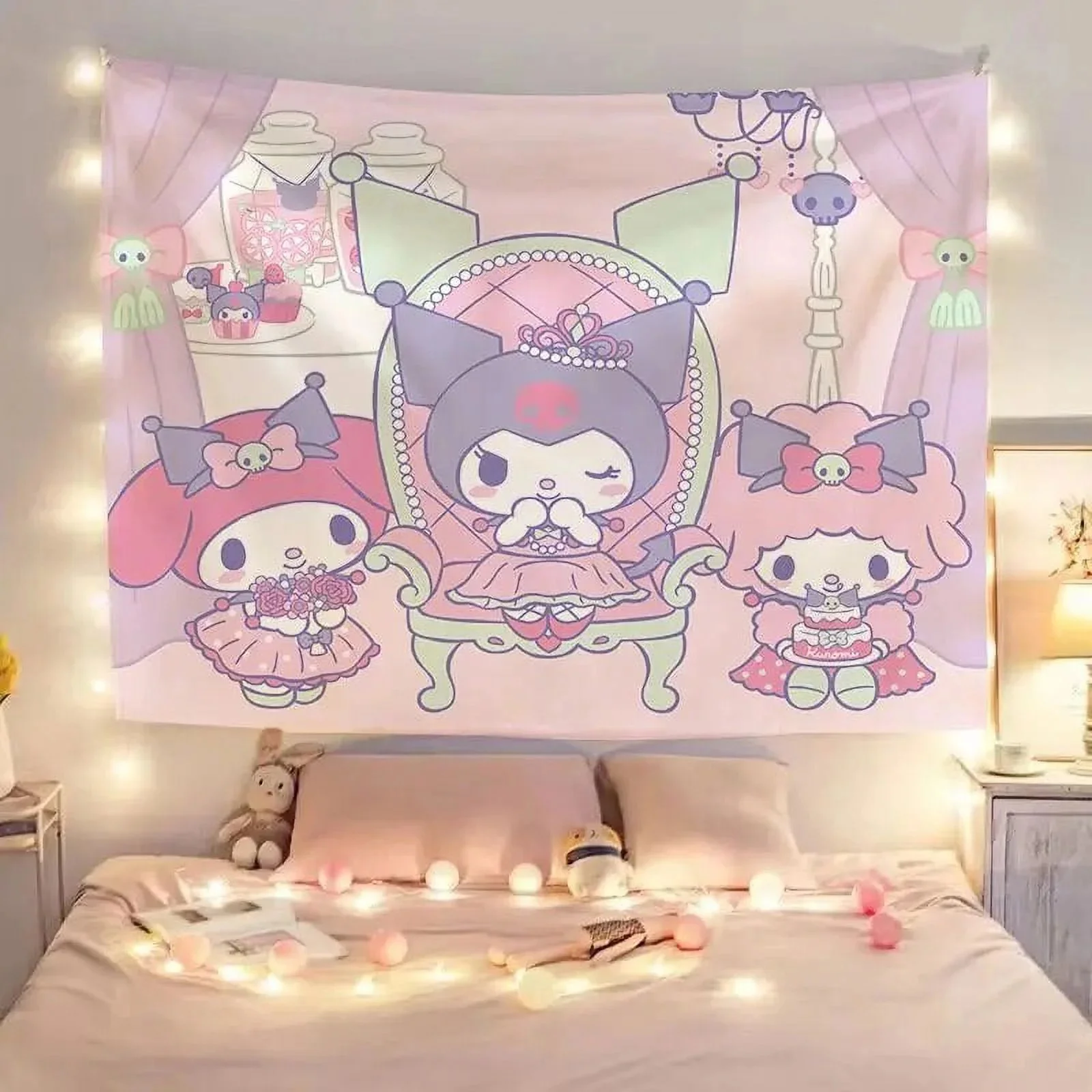 My Melody Cinnamoroll Kuromi Cartoon Tapestry Cloth Wall Hanging Carpet Kawaii Anime Throw Yoga Beach Mat Blanket Nordic Decor