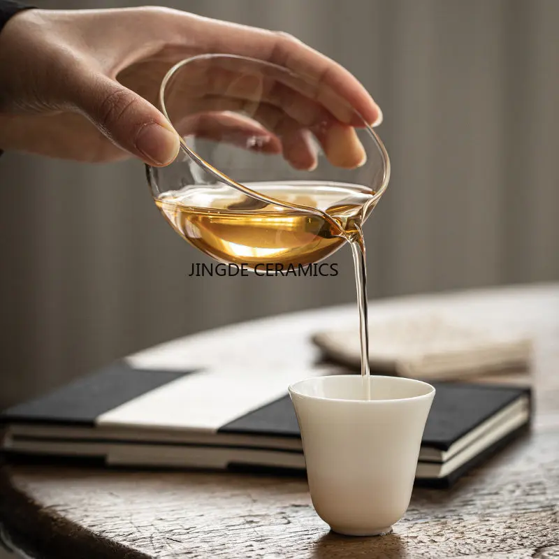 1pc Japanese Style Glass Bowl Transparent Fair Cup Tea Washing Cup Tea Ceremony Accessories Living Room Supplies Teaware