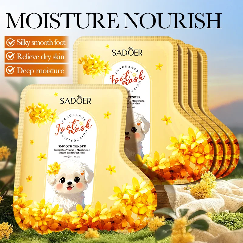 

Увлажняющая, смягчающая и разглаживающая маска для ног с витамином Е и экстрактом османтуса: увлажнение, восстановление, от сухости, трещин и шероховатости кожи