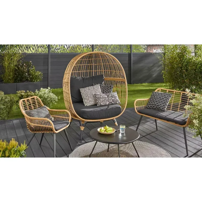 High Quality Lounger Outdoor Rattan Sofa Lying Bed Wicker Bungalow Garden Set