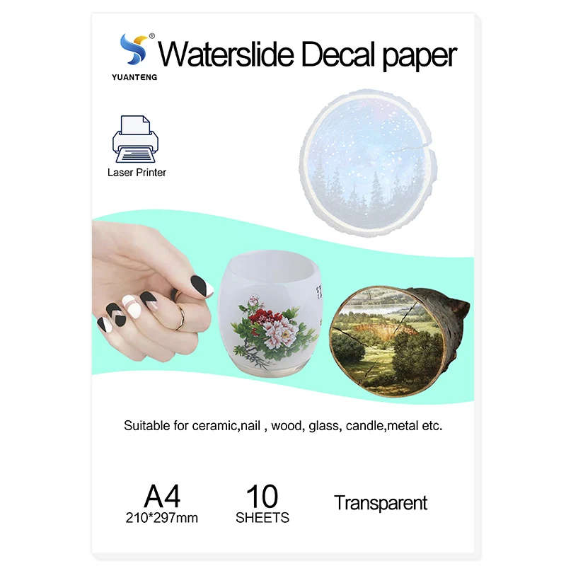 10 Sheets DIY A4 Inkjet Waterslide Decal Transfer Paper White Clear Laser Waterslide Decal Paper Sheet for Inkjet Laser Printer