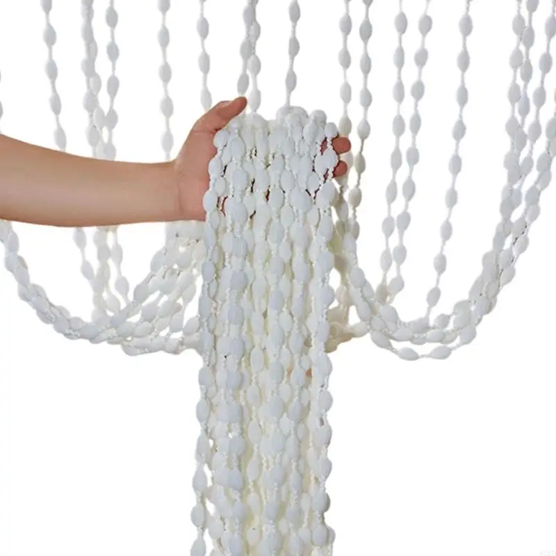 62KD Polyester Beaded Doorway Curtains Party Decoration Adjustable Length Fabric Fringes Tassels Drapery Room Divider Panel
