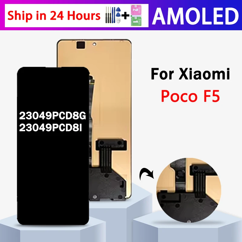 

6,67 "Новый для Xiaomi Poco F5 PocoF5 23049PCD8I 23049PCD8G ЖК-дисплей, сменный преобразователь сенсорного экрана в сборе