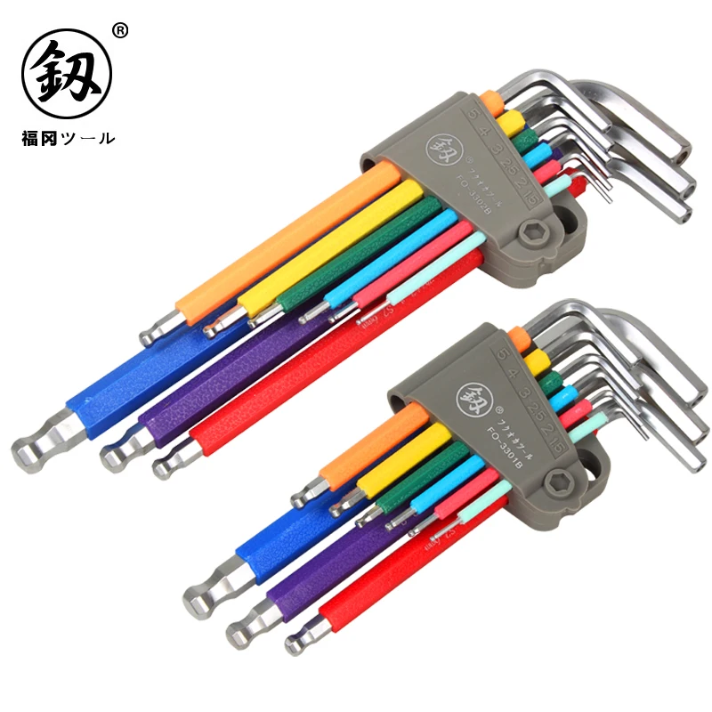 

Allen Key Set Screwdriver 9pcs Set Hexagon Spanner Universal Hex Wrench 6 Angle Six-Lens Ball Keys Color Hand Tools