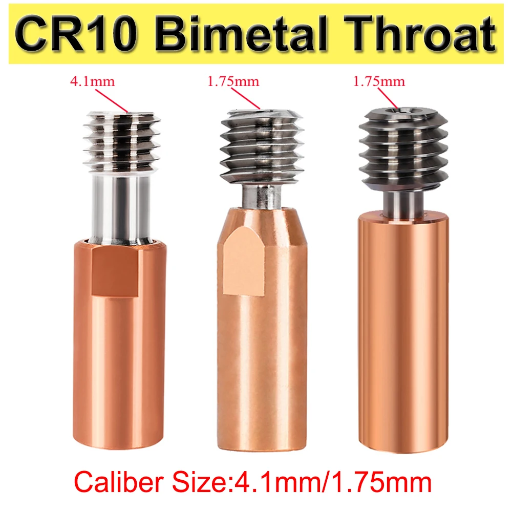 5/10pcs CR10 Bimetal HeatBreak Copper Plating Throat Caliber Size 1.75/4.1mm Through For Ender 3 CR-10 Hotend 3D Printer Parts