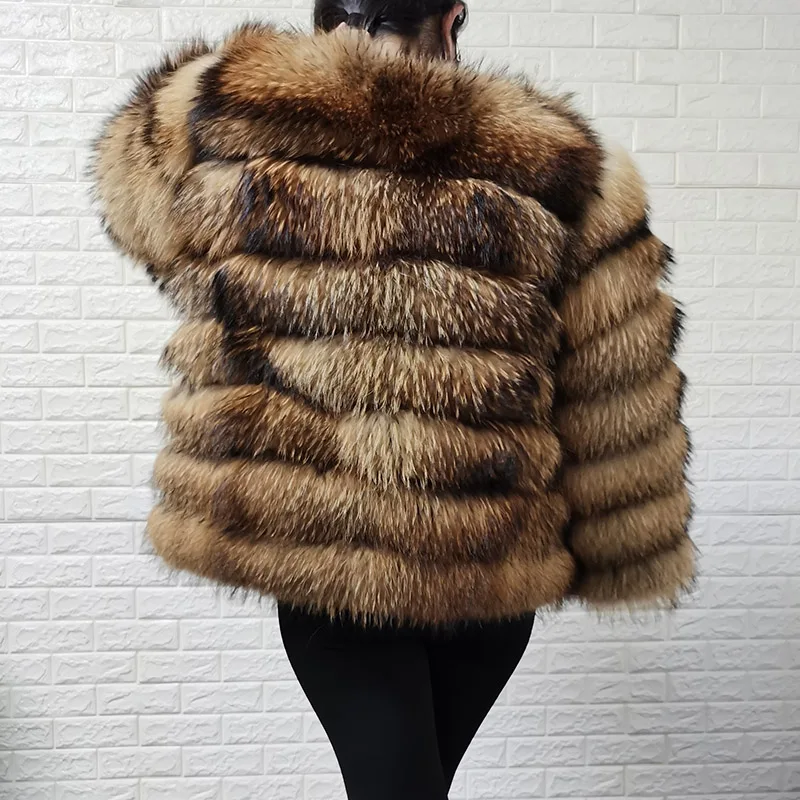 Plus Size Outwears Clothing 2024 Real Raccoon Fur Coat Women Natural Leather Curve coat winter Long jackets Female Vest