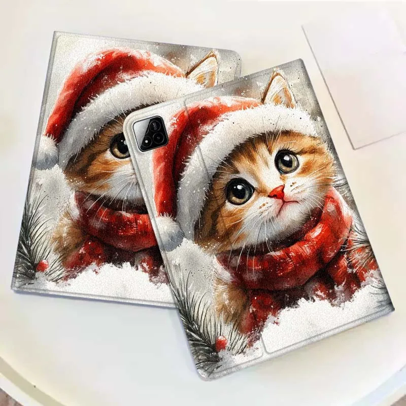 

Cartoon Christmas Cat Art cool For Xiaomi Redmi Mi Pad 2 4 5 6 6s 7 8 11 12.5 12.4 11.2 8.7 SE Pro Plus Max Cover Tablet Case