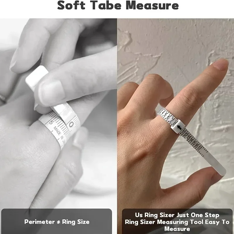 1pc Ring Sizer Convenient Precise Measuring Tool Reusable Finger Size Measuring Tape Jewelry Sizing Tool US/EU/UK Rings Size