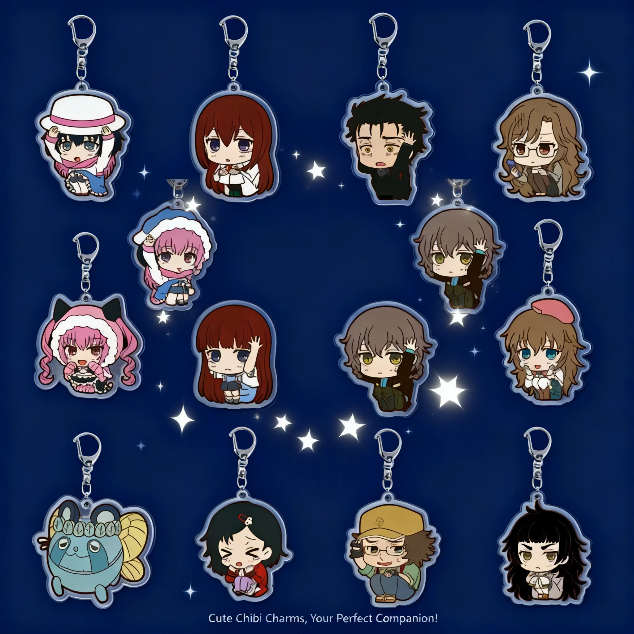 Steins Gate Okabe Rintaro Makise Kurisu Mayuri Acrylic Double Sided Keychain Custom Keyring