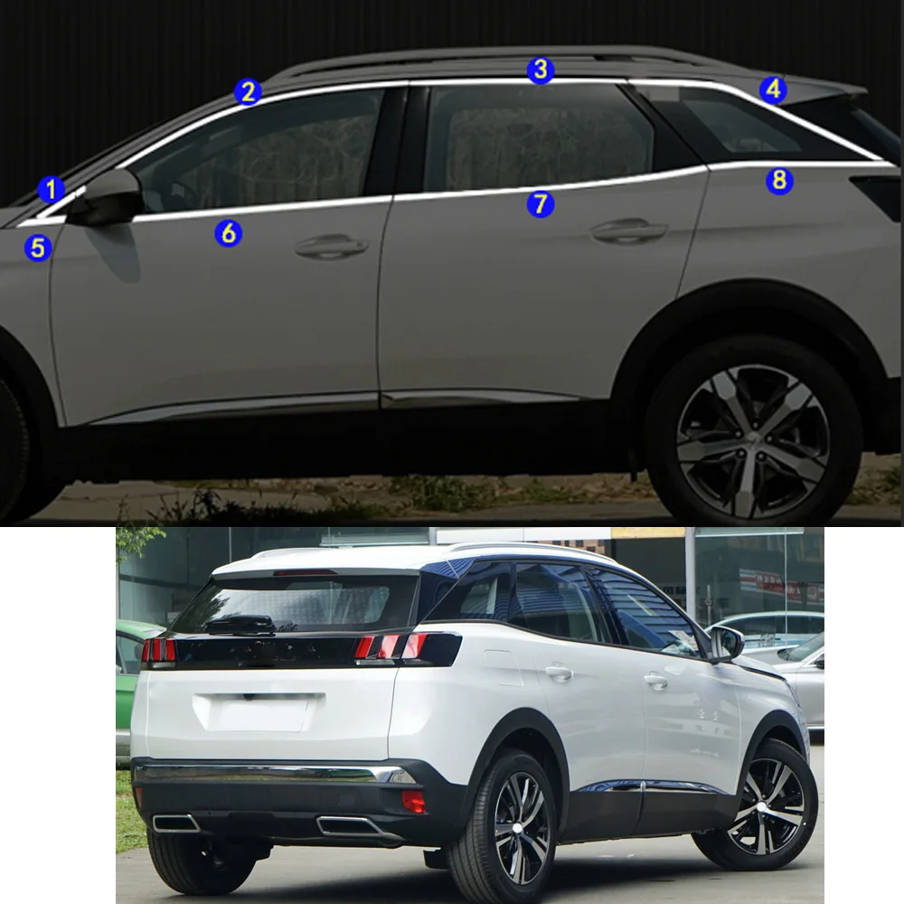 For Peugeot 3008GT 3008 GT/4008 2016 2017 2018 2019 2020 2021 Car Sticker Garnish Pillar Window Middle Strip Trim Frame Hoods