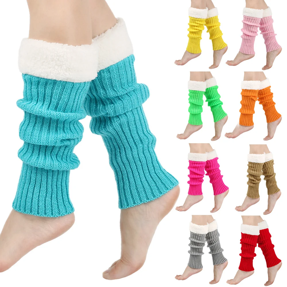 

1 Pair Lady Solid High Quality Socks Sleeves Winter Warm ColdProof Leg Warmers Soft Comfortable Leg Sleeves Solid Color