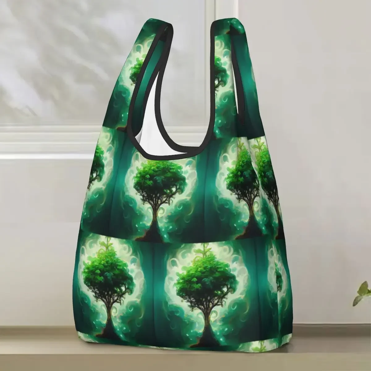 Magic Green Tree Shopping Bag Portable Tote Bags Reusable Shoulder Shopper Bag Grocery Handbag