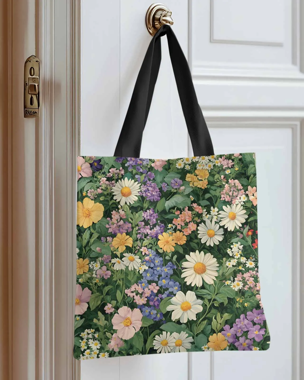 

Spring Oil Painting Pastoral Canvas Bag Handbag Oxford Cloth Eco Shopping Storage Bag for Home Use
