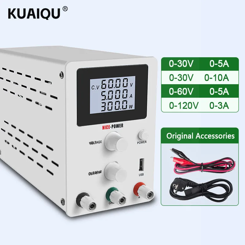 Lab Adjustable Laboratory DC Power Supply Variable 30V 10A 12V 3A 60V 5A USB LED LCD Display For Mobile Phone Repair DIY Tools