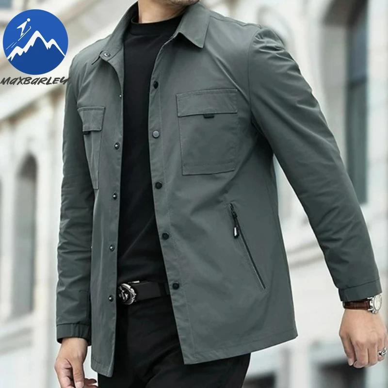 

Мужская куртка Maxbarley 2025, модная ветрозащитная куртка с отложным воротником для работы на открытом воздухе, повседневные деловые легкие осенне-зимние куртки