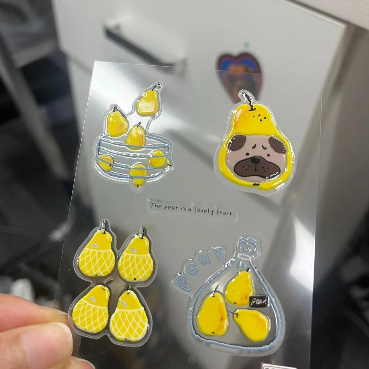 

4 шт. для iphone 17 Pro Max осенняя груша милый желе 3D наклейка для украшения мобильного телефона ipad