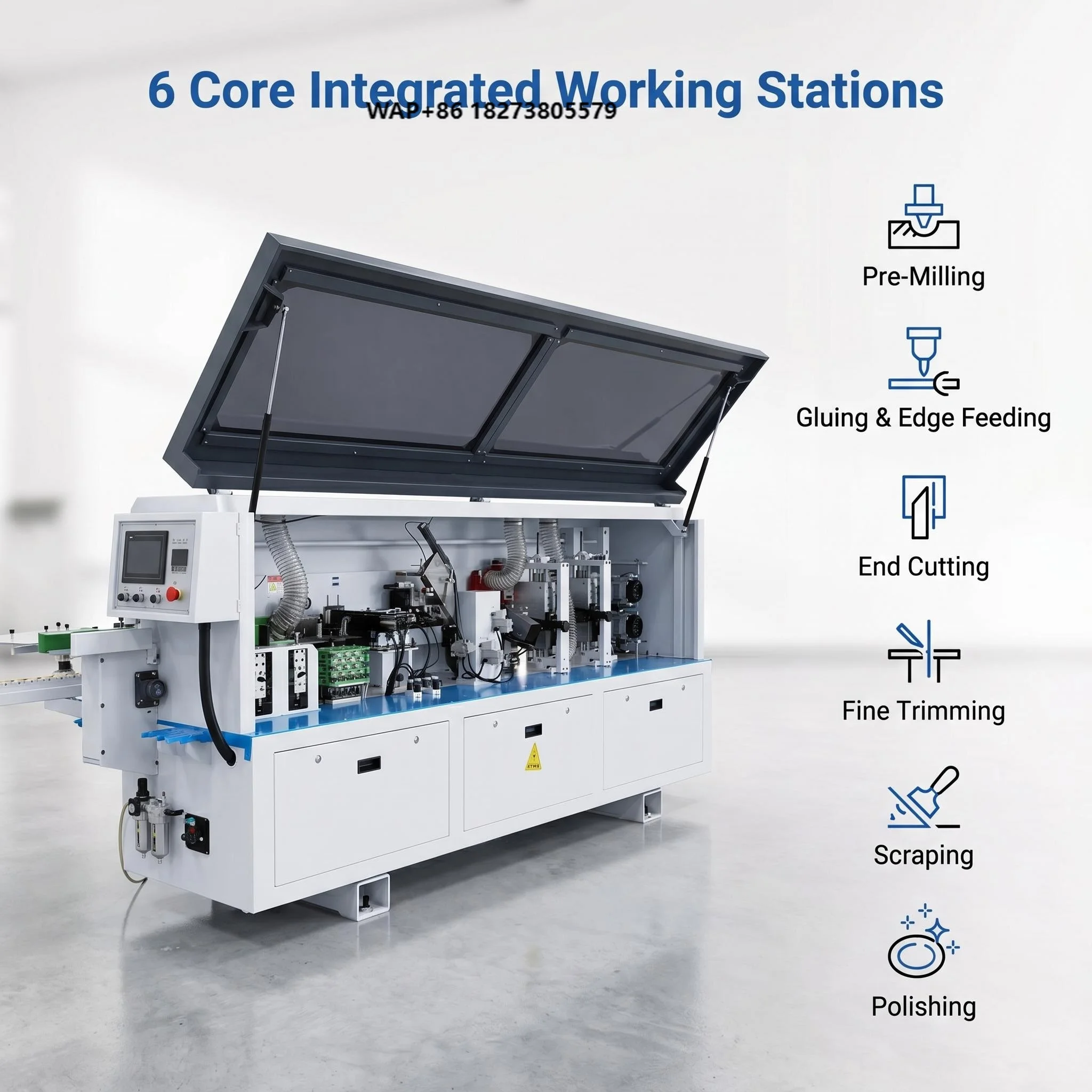 Factory Woodworking EdgeBander Wood MDF PVC Strip Glue Edge Bander Scraping Buffing Straight Line Automatic Edge Banding Machine