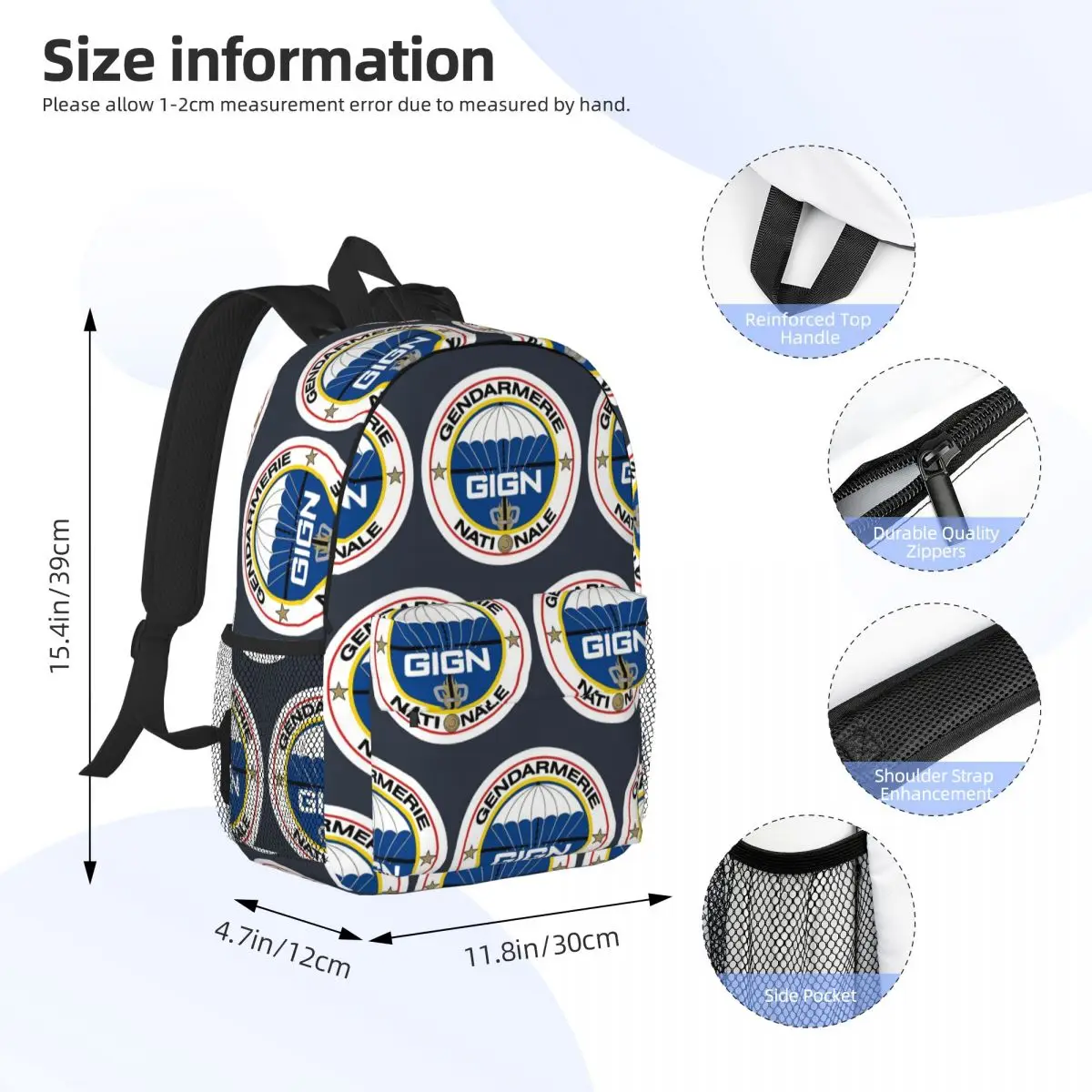 National Gendarmerie Intervention Group - GIGN (France) Backpack Student BookBag Men Women School Bag Computer Shoulder Bags