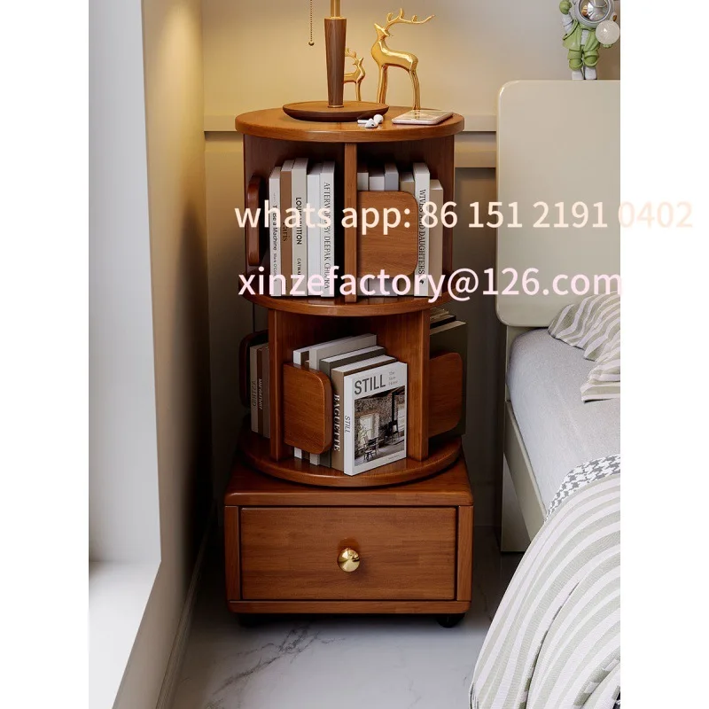 

Customizable all solid wood rotating small bookshelf
