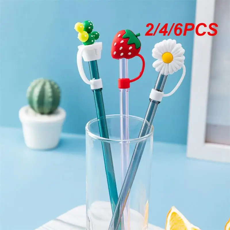 2/4/6PCS Straw Stopper Non-disposable Leak-proof Interesting Innovation Lovely Fashion