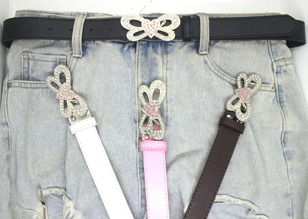 2024 Nieuwe Mode Luxe Vrouwen Riem Gothic Strass Strik Hart Y 2K Riem Cowboy Jeans Accessoires Ceinture Femme Luxe