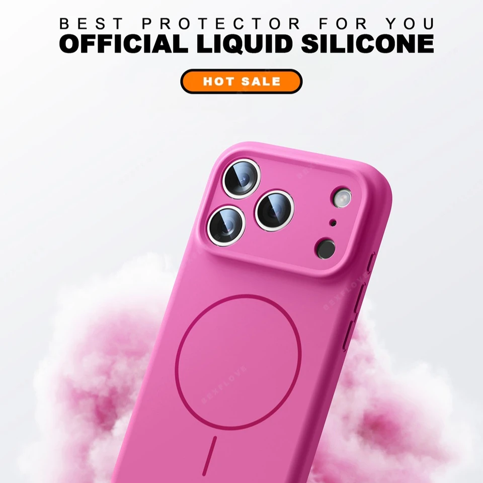 المغناطيسي شريط للرسغ السائل سيليكون جراب هاتف آيفون 11 12 13 16 17 برو ماكس الهواء 15 14 16 زائد 16E Magsafe الحبل غطاء