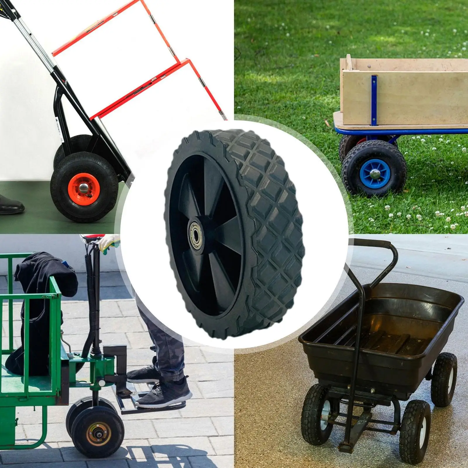 

PVC PP Replacement Wheel Puncture Proof Hand Truck Wheels for Four Wheel Folding Cart Snow Blower Garden Wagon