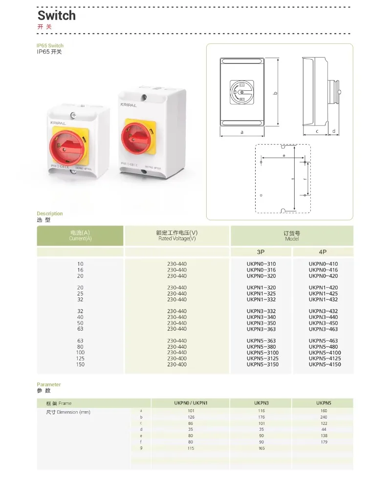 Waterproof Electric Rotary Handle Rotary Isolator Switch with CE CB