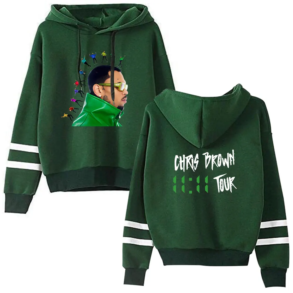 Chris Brown merch the 1111 tour rapper  Hooded Long Sleeve Pocketless Sweatshirt Men Women hip hop  Pullover