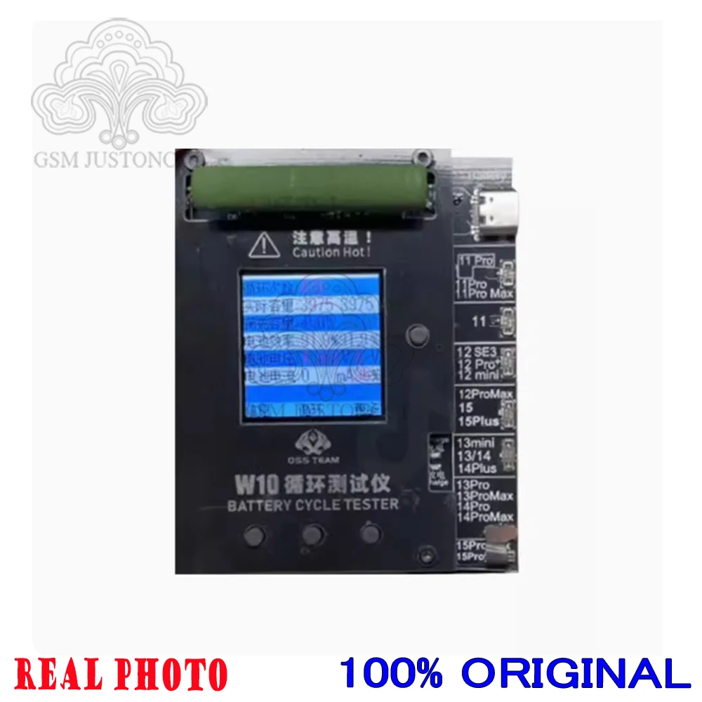 OSS W10 معاير البطارية يدعم شحن البطارية والتفريغ اختبار الدورة المستديرة الصحة يرتفع إلى 100% لسلسلة iPhone 11-15