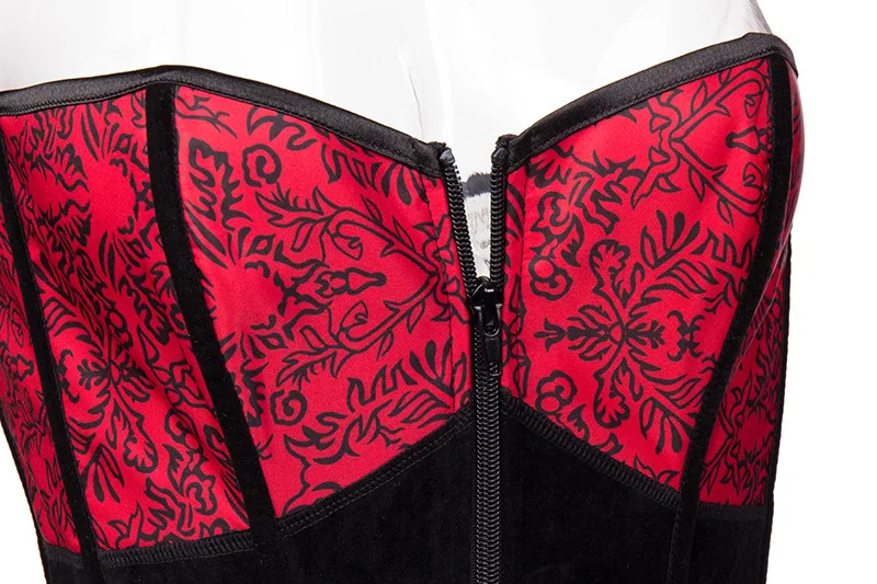 Red Zipper Overbust Steampunk Corset Bustier Top For Plus Size Women Lingerie Sexy Burlesque Costumes Vintage Gothic Clothing