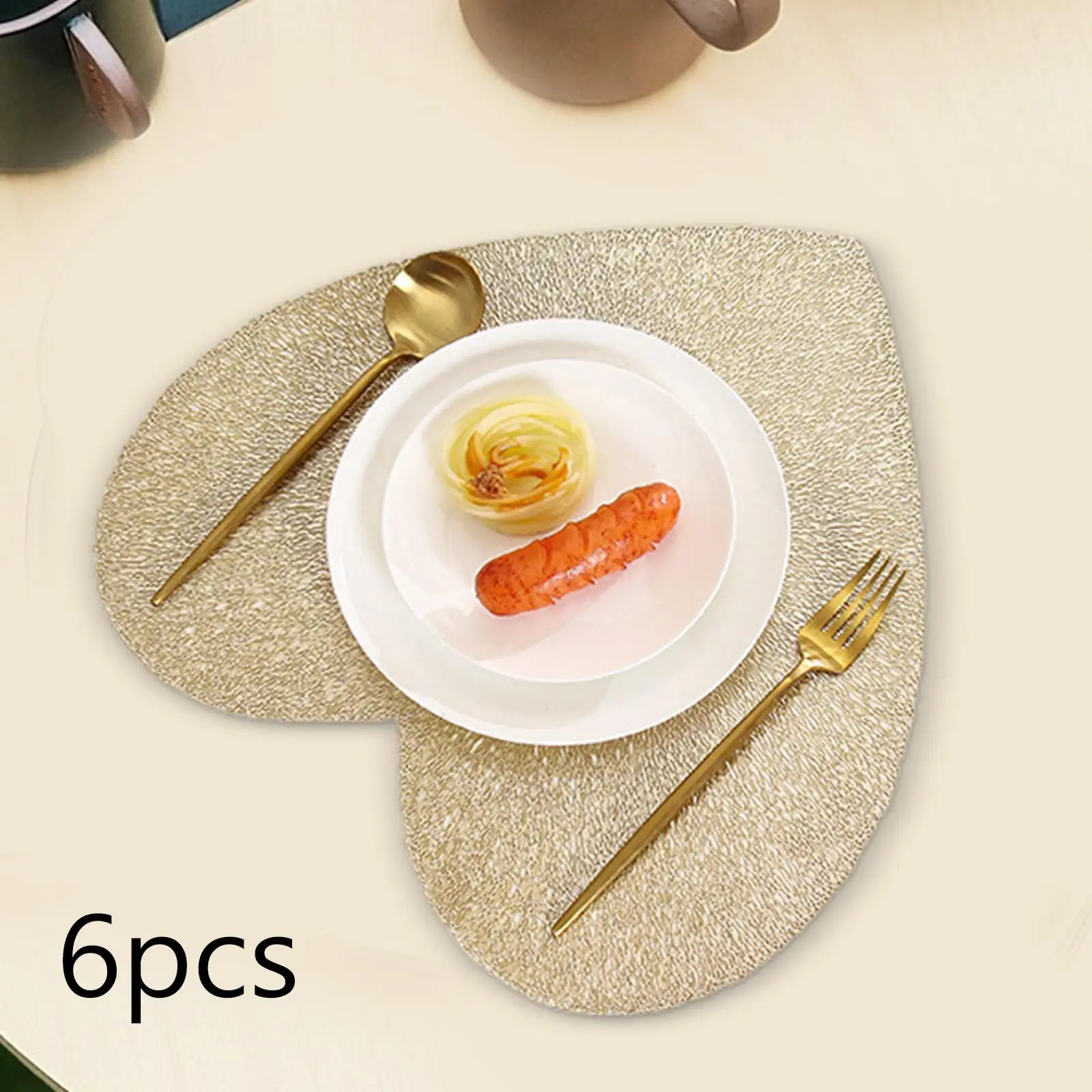 6 Pieces Heart Shaped Placemats Decorative Table Mats Dining Mats Heat Insulation Material Suitable for Home Dining Wedding