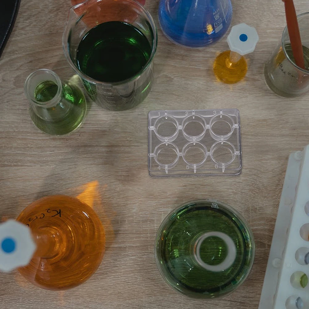 

10pcs Well Plate 6 Hole Plastic Reaction Plate Chemical Experiment Board Clear Lab Reaction Plates For Classroom Teaching