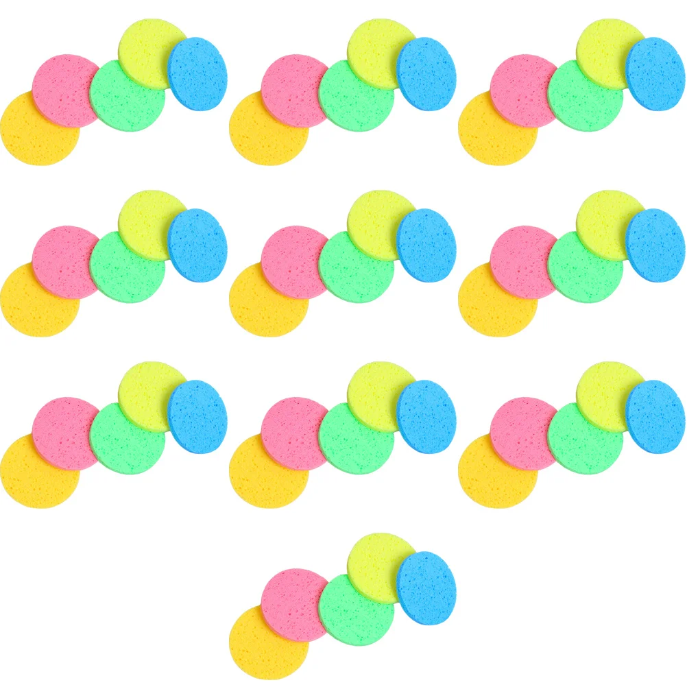 50 Uds. Almohadillas redondas de esponja de algodón 60mm 8mm Multicolor para limpieza Facial eliminación de maquillaje Material de pulpa de madera suave antimoldeo