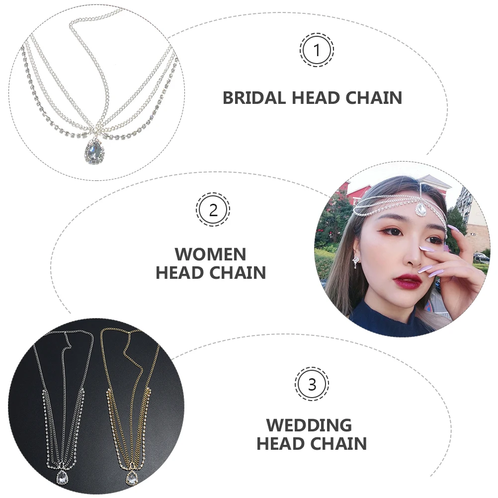 

4Pcs Women Chain Jewelry Rhinestones Crystal Halloween Cosplay Bridal Wedding Hair Accessories Elegant Headpiece