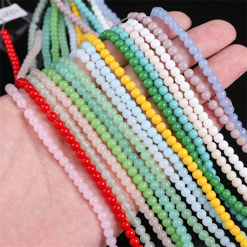

4mm 95pcs Glass Round Beads Spacer Beads For Jewelry Making DIY Crafts Bracelet Necklace Accessories Handmade Garments Supplies