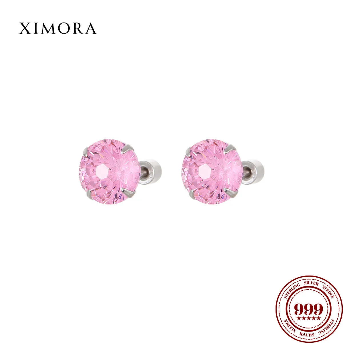 

XIMORA S999 Sterling Silver Firework-Cut Colored Zirconia Stud Earrings Women's Torch Ear Cuff Jewelry boucles d'oreilles femme